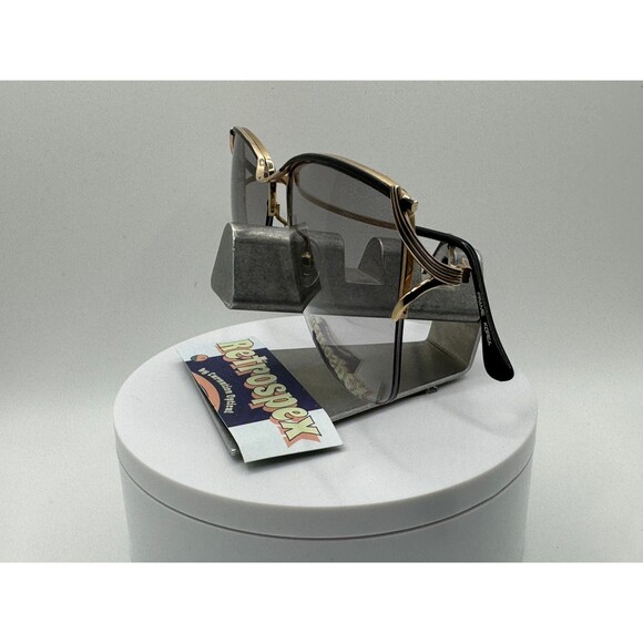 Vintage Oversize Sunglasses NOS Light Grey Fade Lens Black & Gold Frame Retro main image 7